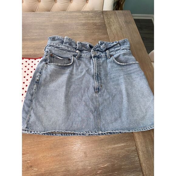 Agolde Lettuce Denim Mini Skirt Organic Cotton Womens Size 33 - Picture 5 of 11